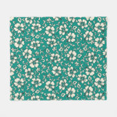 Malia Hibiskus Hawaiian Pareau Print Fleecedecke (Vorderseite (Horizontal))