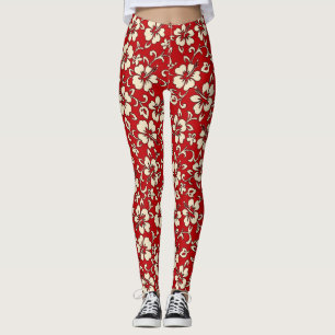 Malia Hibiskus Hawaiian Tropical Floral Leggings