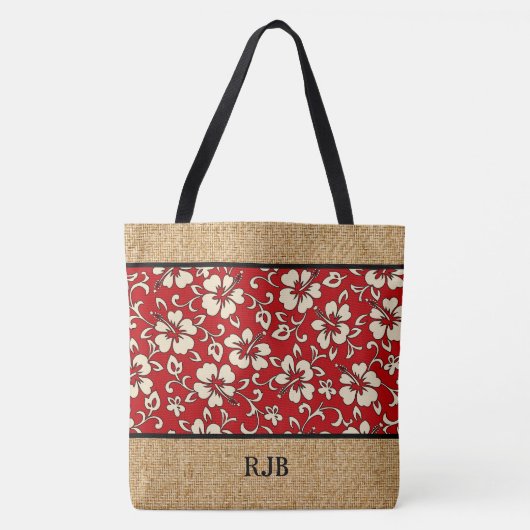 Malia Hibiskus-hawaiische Monogramm-Strand-Tasche Tasche (Vorderseite)