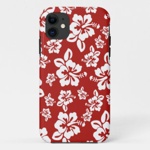 Malia Hibiskus - Rotes Hawaiianisches Pareau Print iPhone 11 Hülle