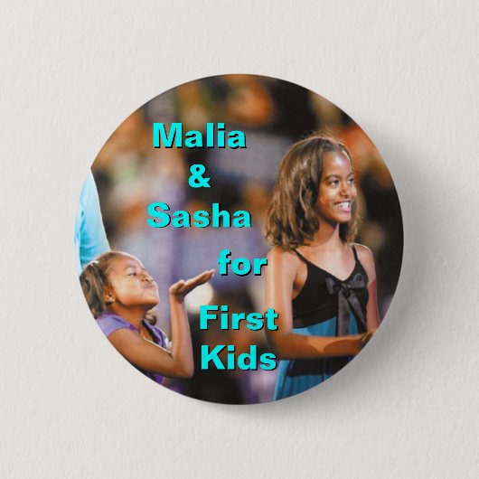 Malia und Sasha Obama für ersten Kinderknopf Button (Vorderseite)