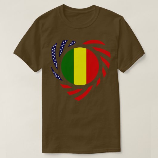 Malian American Multinational Patriot Flag Herz T-Shirt (Design vorne)