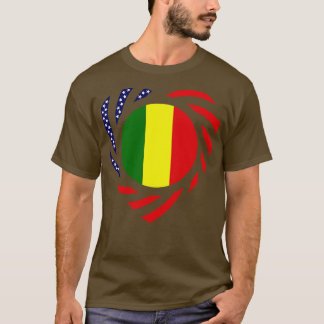 Malian American Multinational Patriot Flag Herz T-Shirt