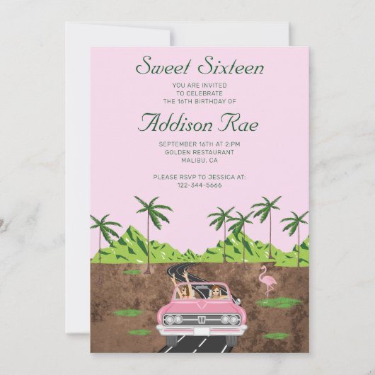 Malibu 16 . Geburtstag Birthday Party Einladung (Vorderseite)