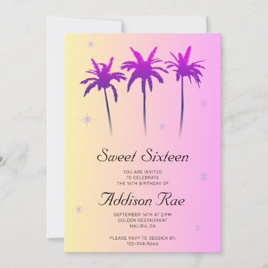 Malibu 16 . Geburtstag Birthday Party Einladung (Vorderseite)