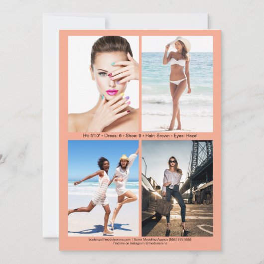 Malibu 5 Modelling Comp Card | beidseitig Einladung (Rückseite)