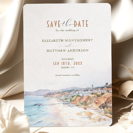 Malibu Beach CA Save the Date Einladung