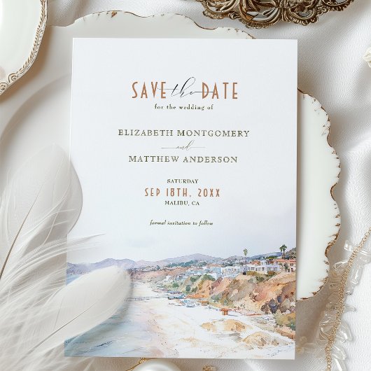 Malibu Beach CA Save the Date Einladung