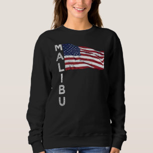 Malibu Beach California USA Flag American Los Ange Sweatshirt