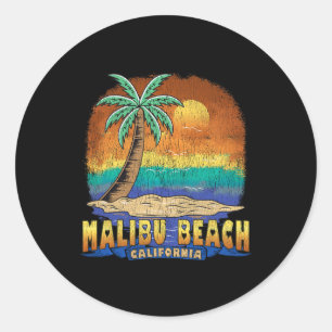 Malibu Beach California Vintag Beunruhigte Souveni Runder Aufkleber