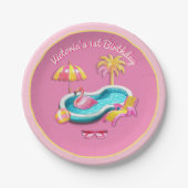 Malibu Beach Doll Retro Birthday Pool Party Pappteller (Vorderseite)