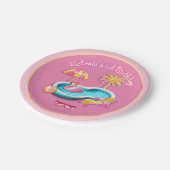Malibu Beach Doll Retro Birthday Pool Party Pappteller (Schrägansicht)