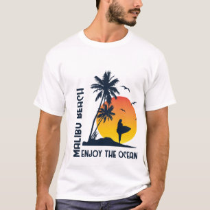 Malibu Beach Genieße den Ozean Sonnenuntergang Sur T-Shirt