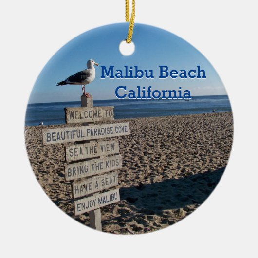 Malibu Beach- Paradise Cove Seagull Sign Keramik Ornament (Vorne)