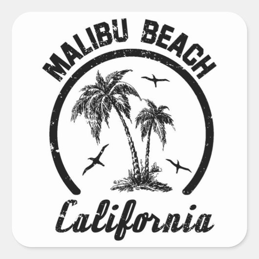 Malibu Beach Quadratischer Aufkleber (Vorderseite)