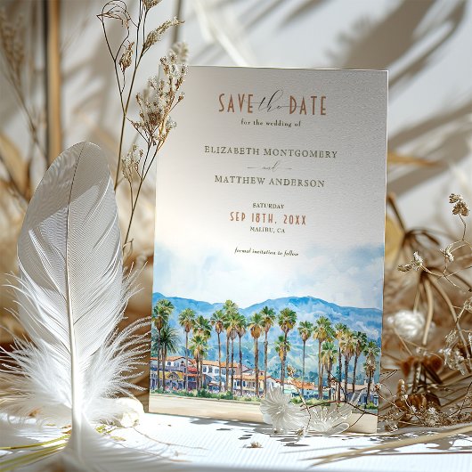 Malibu Beach Santa Barbara CA Save the Date Einladung