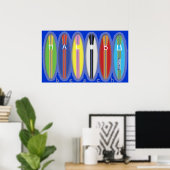 Malibu Beach Surfboards Poster (Heimbüro)