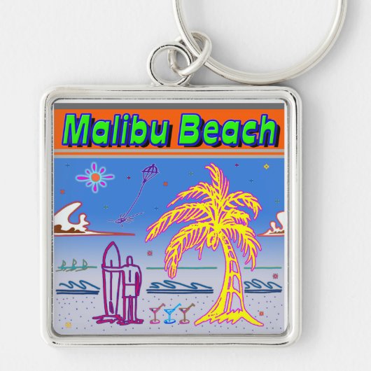 "Malibu Beach" Surfer Schlüsselanhänger (Vorne)