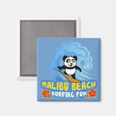 Malibu Beach Surfing Panda Magnet (Vorderseite/Rückseite)