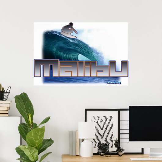 Malibu Beach Surfing Poster (Heimbüro)