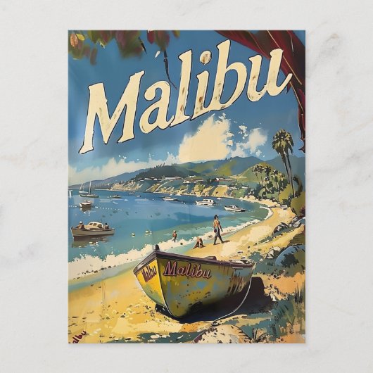 Malibu Beach Vintag Postkarte (Vorderseite)