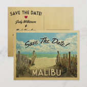 Malibu Beach Vintag Save the Date Ankündigungspostkarte (Vorne/Hinten)