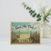 Malibu Beach Vintag Save the Date Ankündigungspostkarte (Stehend Vorderseite)