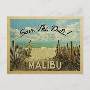 Malibu Beach Vintage Save The Date Ankündigungspostkarte
