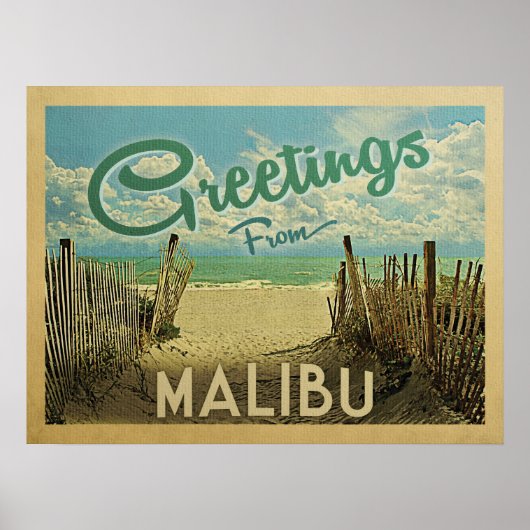 Malibu Beach Vintage Travel Poster (Vorne)