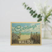 Malibu Beach Vintage Travel Postkarte (Stehend Vorderseite)