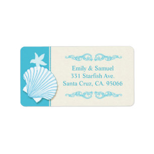 Malibu Blue Beach Muschel Wedding Address Adressaufkleber