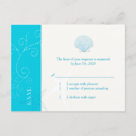 Malibu Blue Beach Muschel Wedding RSVP Einladungspostkarte