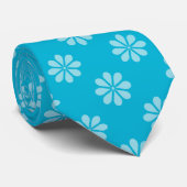 Malibu Blue Blume Pattern Neck Tie Krawatte (Gerollt)