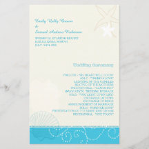 Malibu Blue Modern Beach Wedding Program