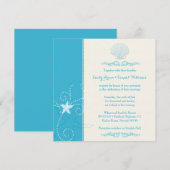 Malibu Blue Sea Muschel Beach Wedding Einladung (Vorne/Hinten)