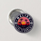 Malibu Ca Retro Sonnenuntergang Palmen Bäume Souve Button (Vorne & Hinten)