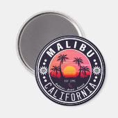 Malibu Ca Retro Sonnenuntergang Palmen Bäume Souve Magnet (Vorderseite/Rückseite)
