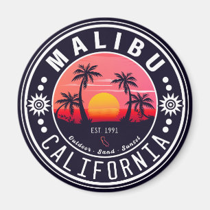 Malibu Ca Retro Sonnenuntergang Palmen Bäume Souve Magnet