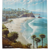 Malibu California Art Vintage Illustration Duschvorhang (Vorderseite)