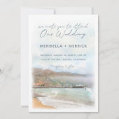 Malibu | California Beach Watercolor Wedding Einladung (Vorderseite)