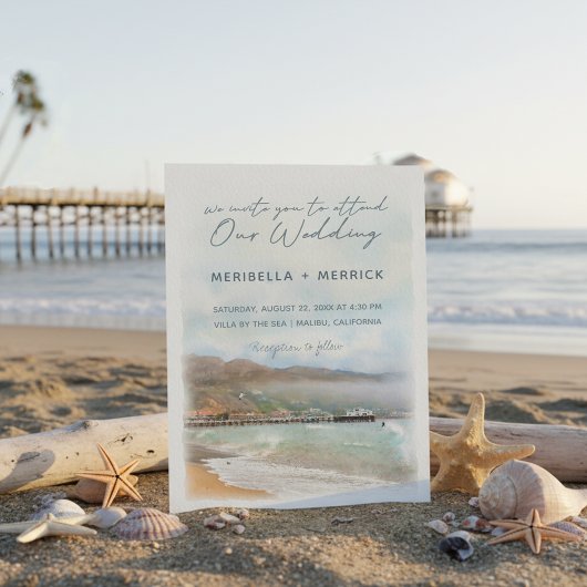 Malibu | California Beach Watercolor Wedding Einladung