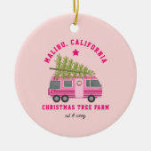 Malibu California Christmas Tree Farm Pink RV Keramik Ornament (Vorne)