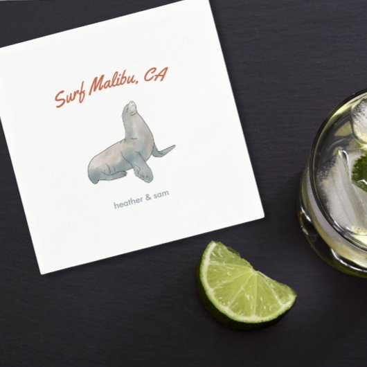 Malibu California Custom Wedding Paper Napkin Serviette