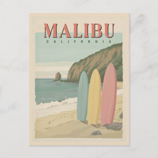 Malibu, California Postcard - Sun, Sand und Surf Postkarte (Vorderseite)
