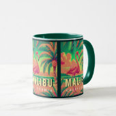 Malibu California Retro Flamingo Souvenirs 1950s Tasse (VorderseiteRechts)