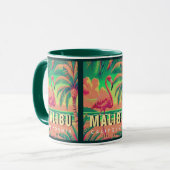 Malibu California Retro Flamingo Souvenirs 1950s Tasse (Vorderseite Links)