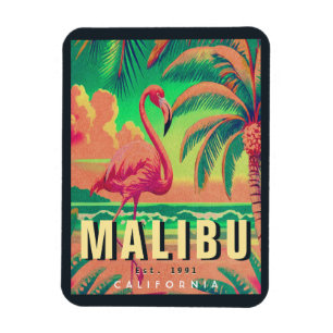 Malibu California Retro Sunset Souvenirs der 50er Magnet