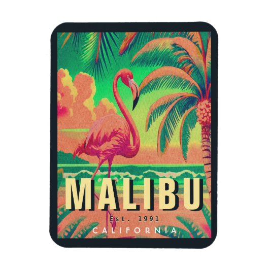 Malibu California Retro Sunset Souvenirs der 50er Magnet (Vertikal)