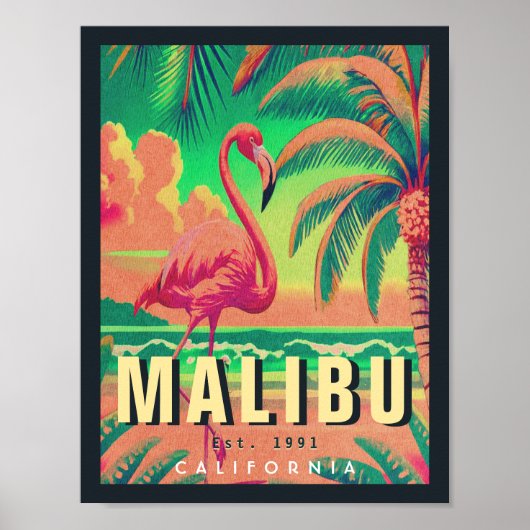 Malibu California Retro Sunset Souvenirs der 50er  Poster (Vorne)