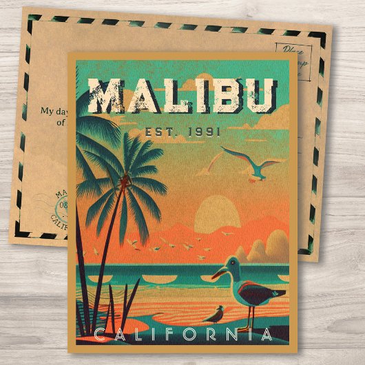 Malibu California Retro Sunset Souvenirs der 50er  Postkarte